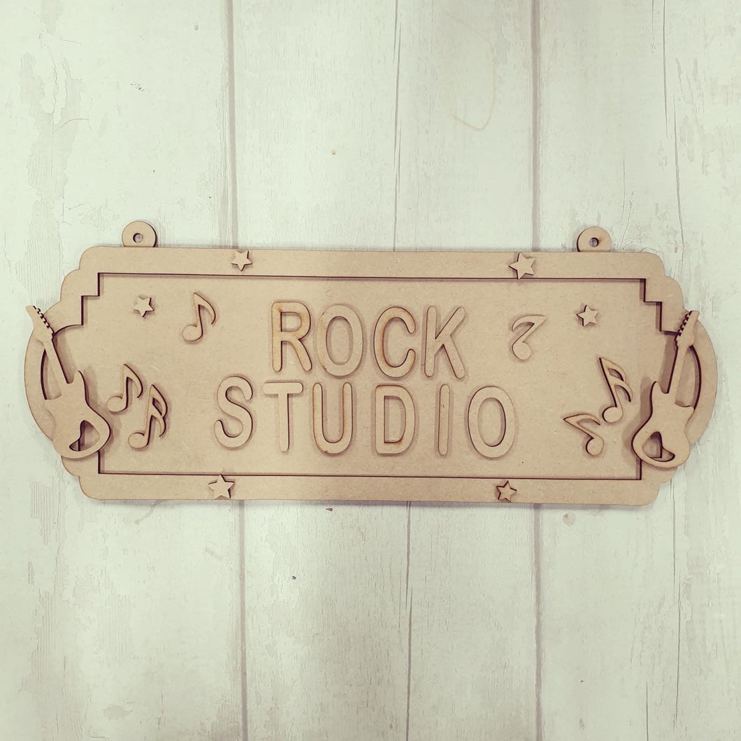 SS123 - MDF Guitar Themed Personalised Double Height Street Sign - Olifantjie - Wooden - MDF - Lasercut - Blank - Craft - Kit - Mixed Media - UK