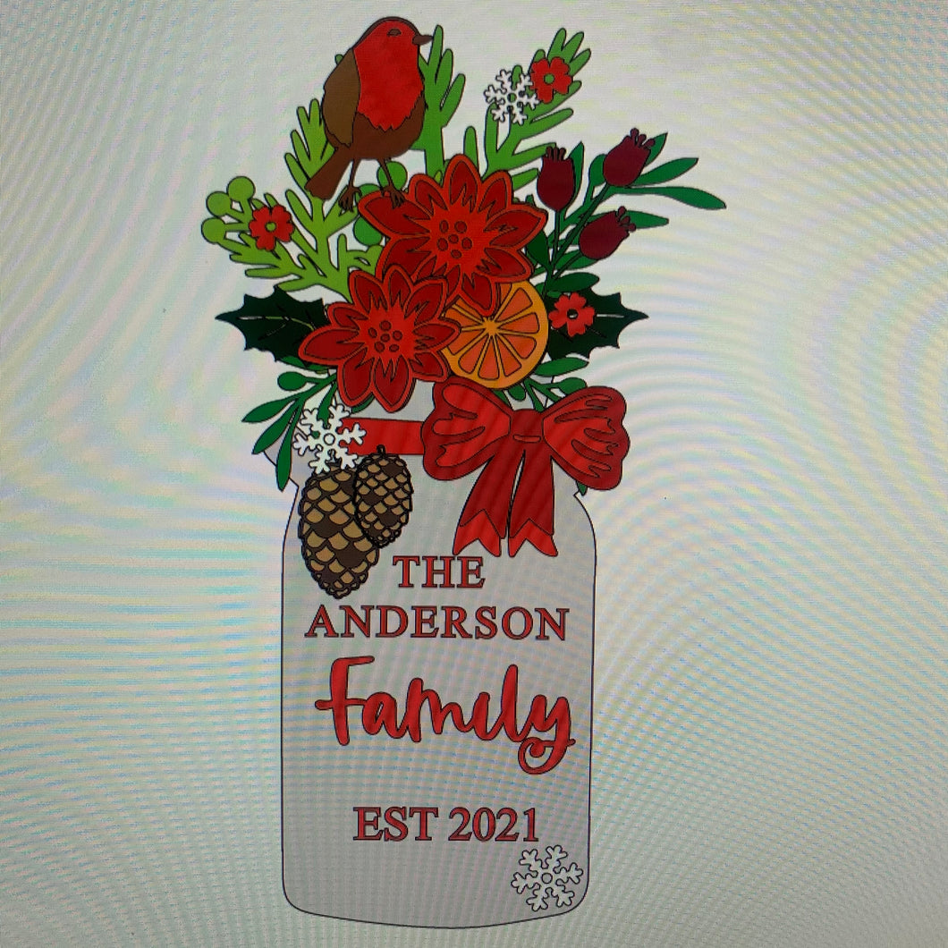 Sale OL736 - MDF Personalised Family Large Floral Milk Churn - Christmas - Olifantjie - Wooden - MDF - Lasercut - Blank - Craft - Kit - Mixed Media - UK