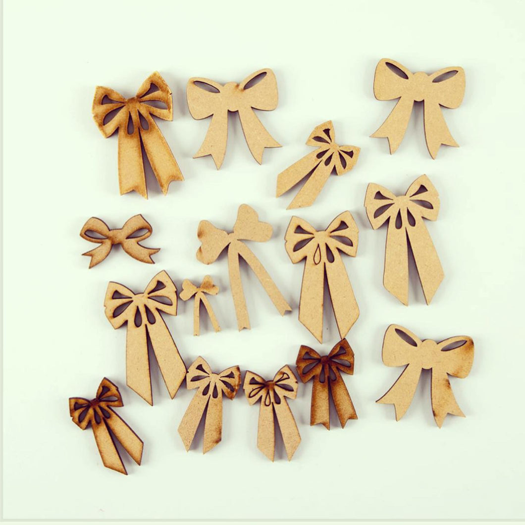 AO007 - 25g Mixed Bows - Olifantjie - Wooden - MDF - Lasercut - Blank - Craft - Kit - Mixed Media - UK