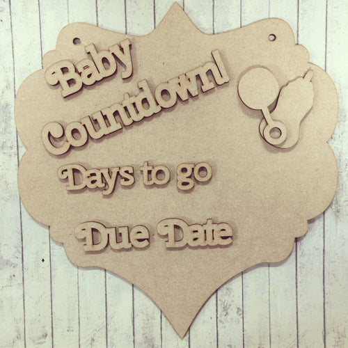 CD007 - MDF New Baby Countdown Chalkboard Plaque - Olifantjie - Wooden - MDF - Lasercut - Blank - Craft - Kit - Mixed Media - UK