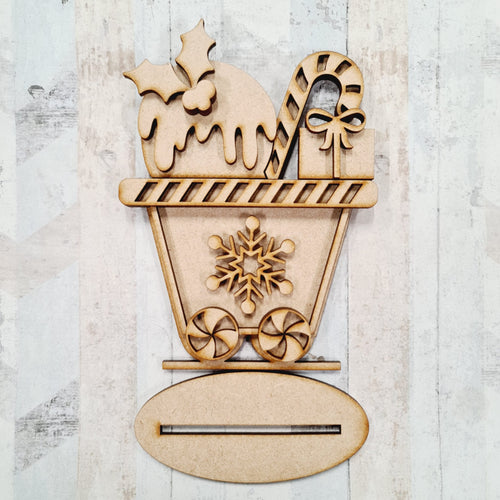 Sale OL1040 - MDF Freestanding Gingerbread Train Carriage - Carriage style 2 - Olifantjie - Wooden - MDF - Lasercut - Blank - Craft - Kit - Mixed Media - UK