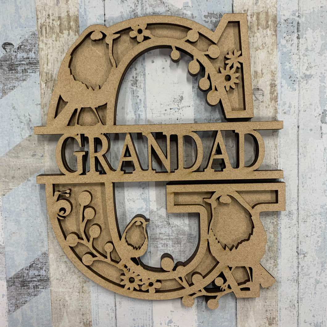 SL057 - Robin Themed Split Layered Personalised With Name Letter - Olifantjie - Wooden - MDF - Lasercut - Blank - Craft - Kit - Mixed Media - UK