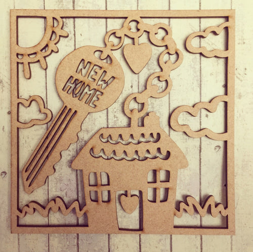 SJ121 - MDF New Home - Olifantjie - Wooden - MDF - Lasercut - Blank - Craft - Kit - Mixed Media - UK