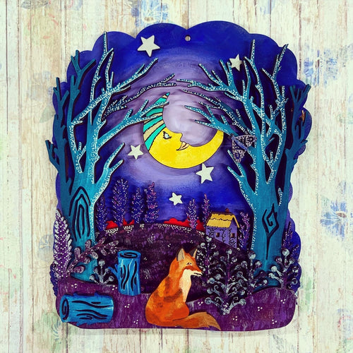 HC093 - MDF Layered Woodland Fox Scene Plaques - Olifantjie - Wooden - MDF - Lasercut - Blank - Craft - Kit - Mixed Media - UK