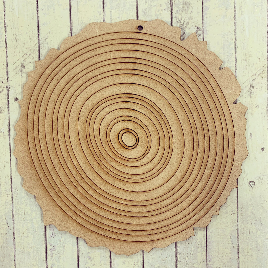 PL009 - MDF Wood Slice Effect Circle Hanging Blank - Olifantjie - Wooden - MDF - Lasercut - Blank - Craft - Kit - Mixed Media - UK