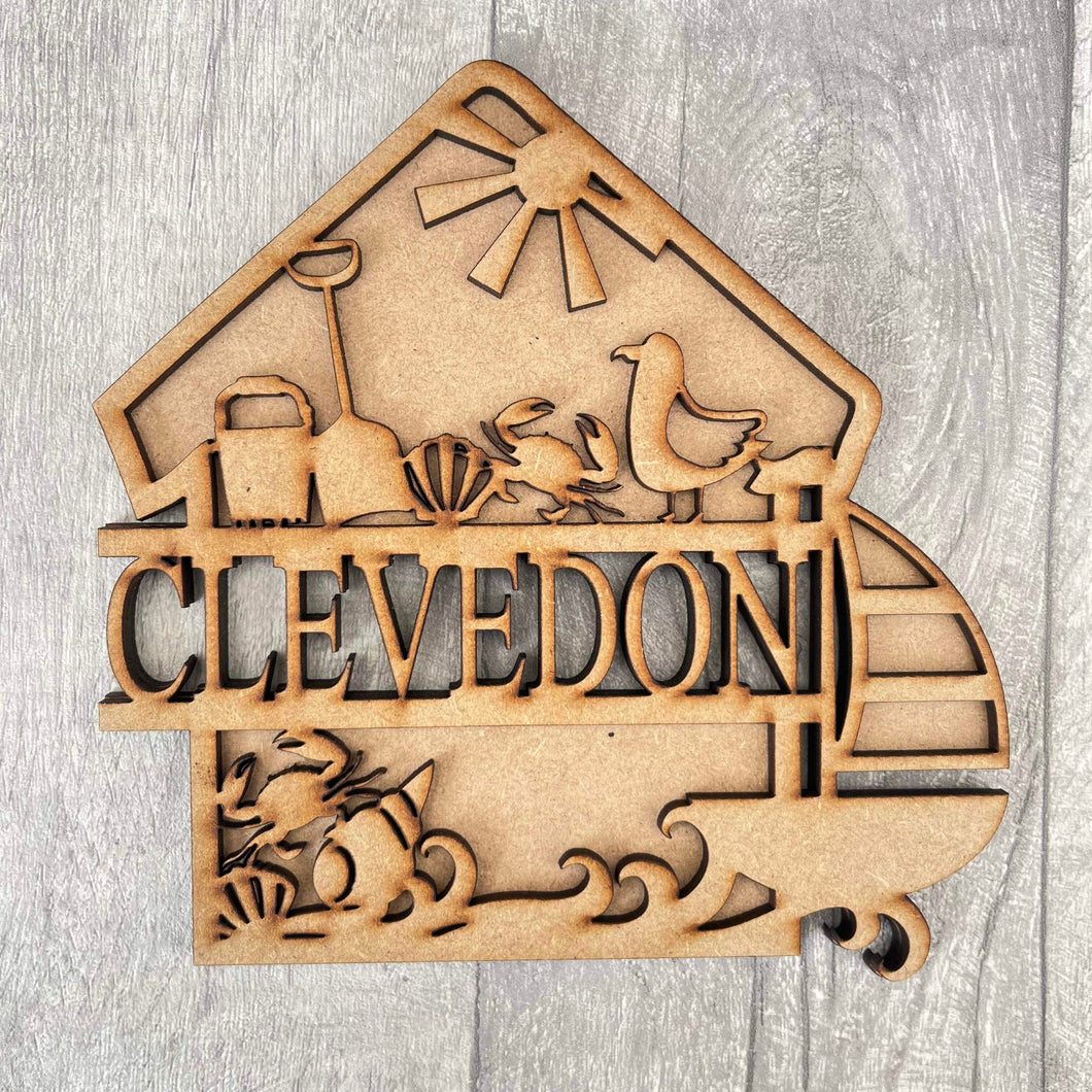 SL025 - Beach hut Sailboat Themed Split Layered Personalised plaque - Olifantjie - Wooden - MDF - Lasercut - Blank - Craft - Kit - Mixed Media - UK