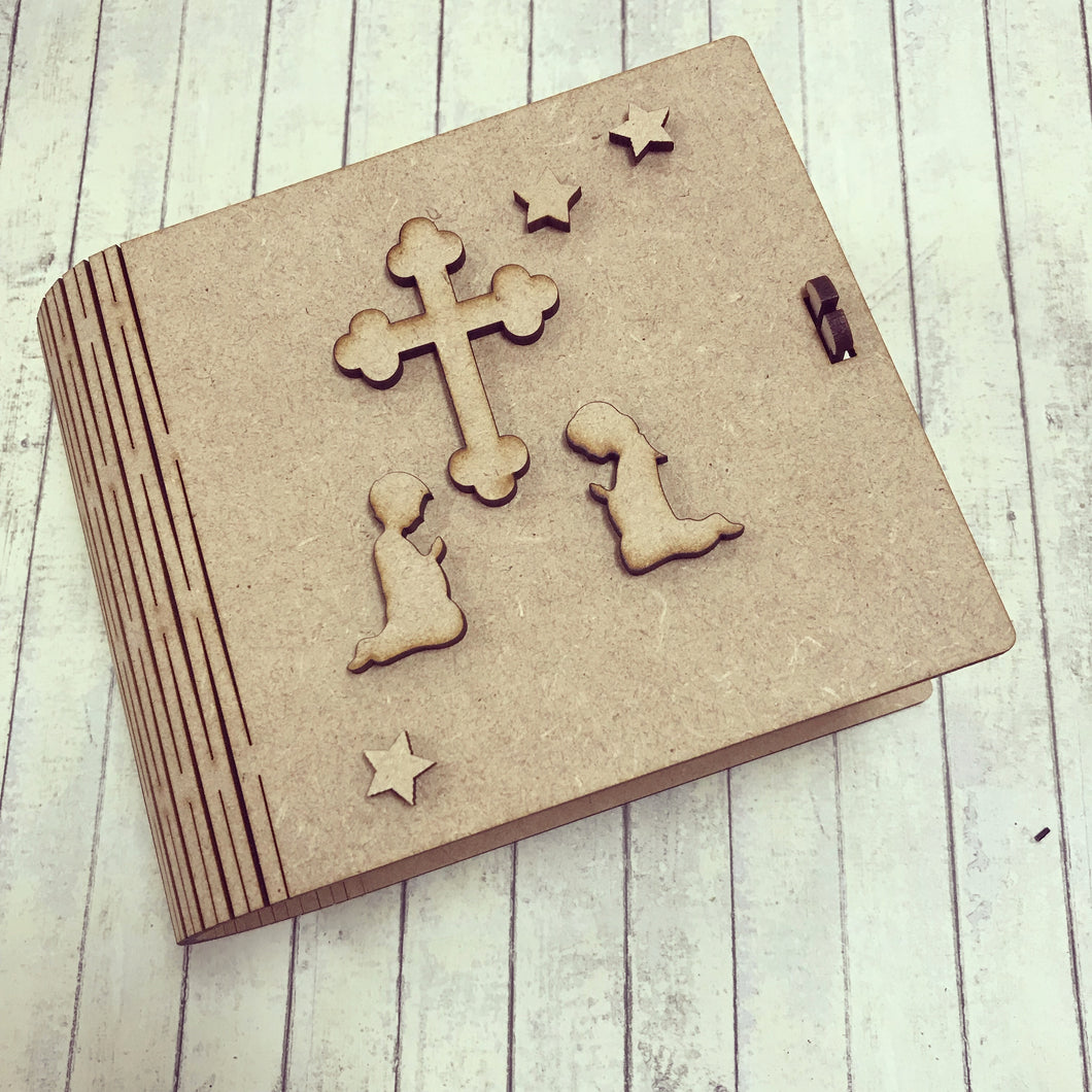BX013 - MDF Cross, Christening, Communion Themed Box - Olifantjie - Wooden - MDF - Lasercut - Blank - Craft - Kit - Mixed Media - UK