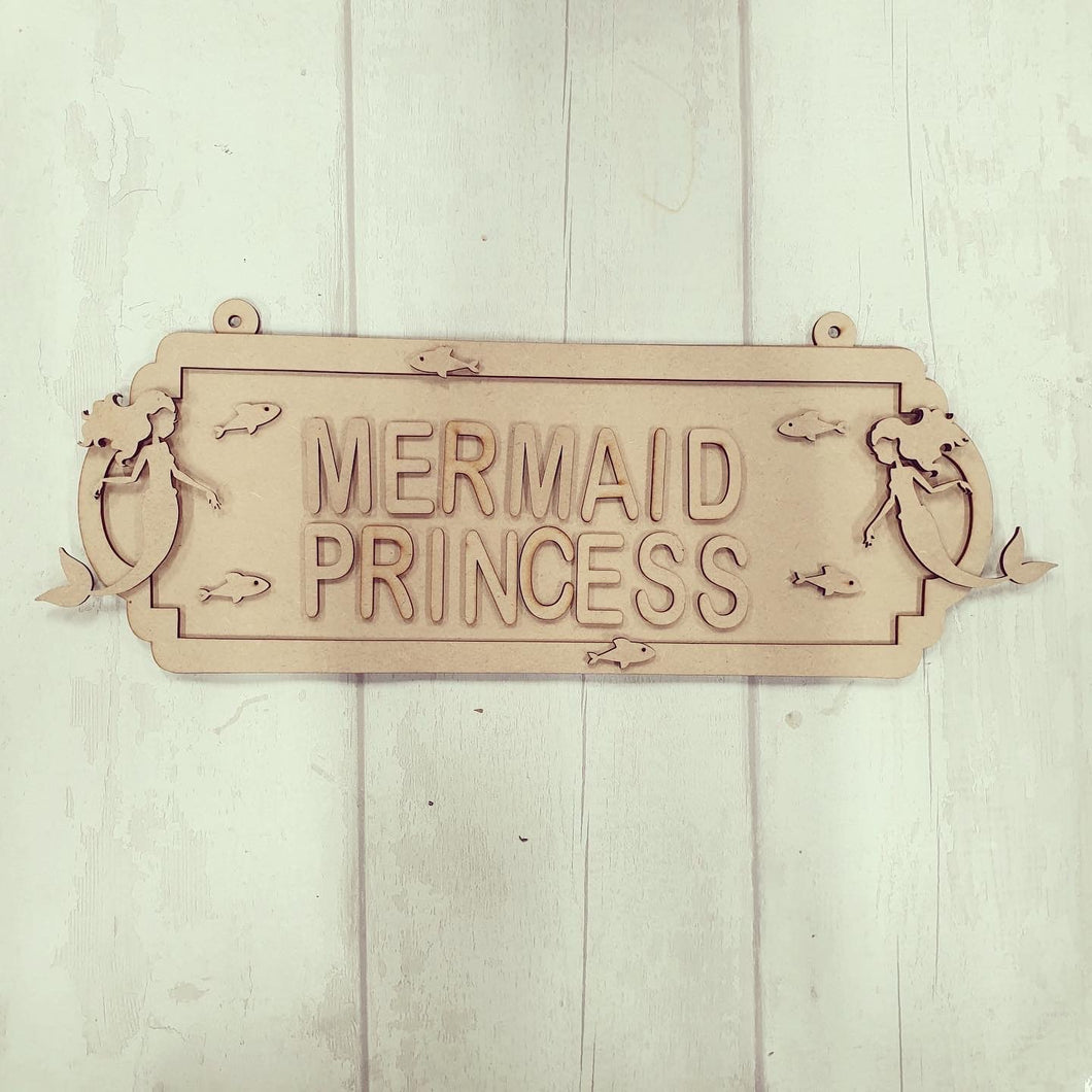 SS103 - MDF Mermaid Themed Personalised Double Height Street Sign - Olifantjie - Wooden - MDF - Lasercut - Blank - Craft - Kit - Mixed Media - UK