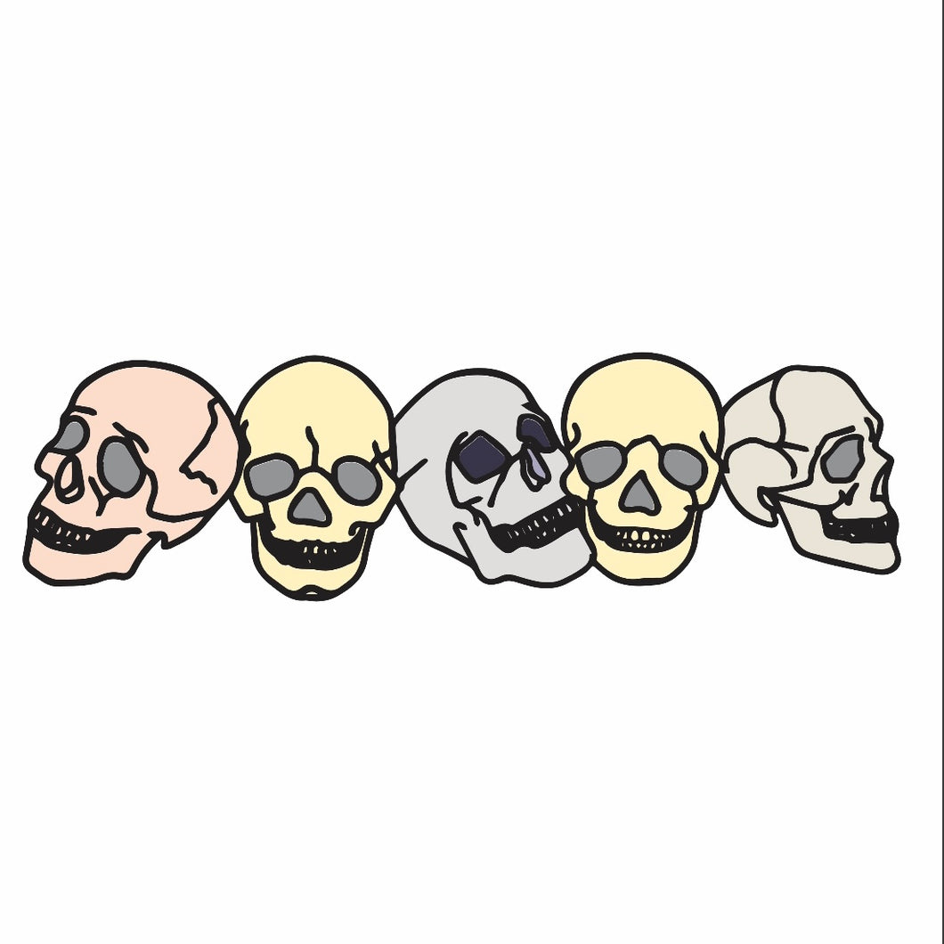 OL3018 - MDF Doodle Horizontal Skulls - Olifantjie - Wooden - MDF - Lasercut - Blank - Craft - Kit - Mixed Media - UK