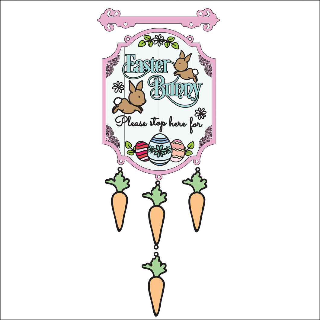 OL2800 - MDF Easter Doodle Farmhouse Please Stop Here For ... Hanging Plaque - Olifantjie - Wooden - MDF - Lasercut - Blank - Craft - Kit - Mixed Media - UK
