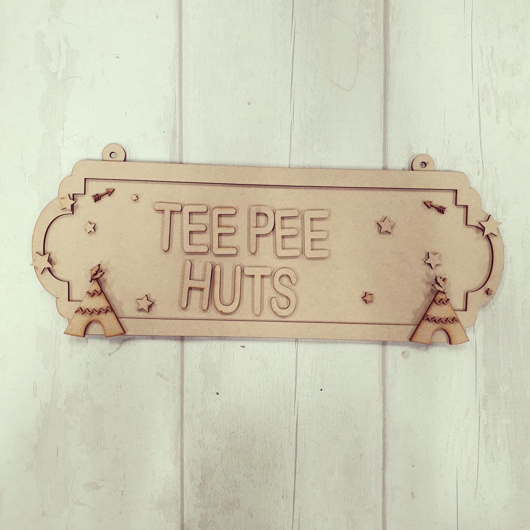 SS135 - MDF Teepee Themed Personalised Double Height Street Sign - Olifantjie - Wooden - MDF - Lasercut - Blank - Craft - Kit - Mixed Media - UK