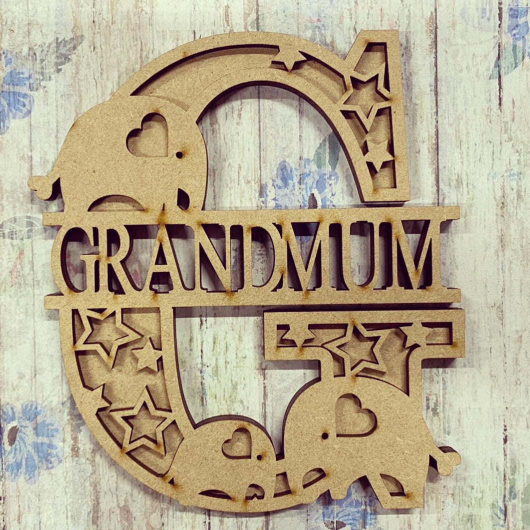 SL035 - Elephant Themed Split Layered Personalised Letter - Olifantjie - Wooden - MDF - Lasercut - Blank - Craft - Kit - Mixed Media - UK
