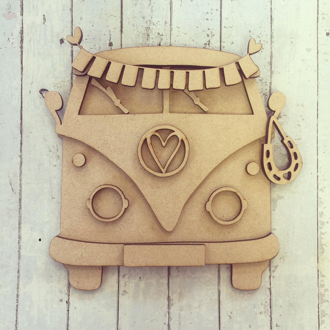 SJ030 - MDF Wedding Camper Van - Olifantjie - Wooden - MDF - Lasercut - Blank - Craft - Kit - Mixed Media - UK