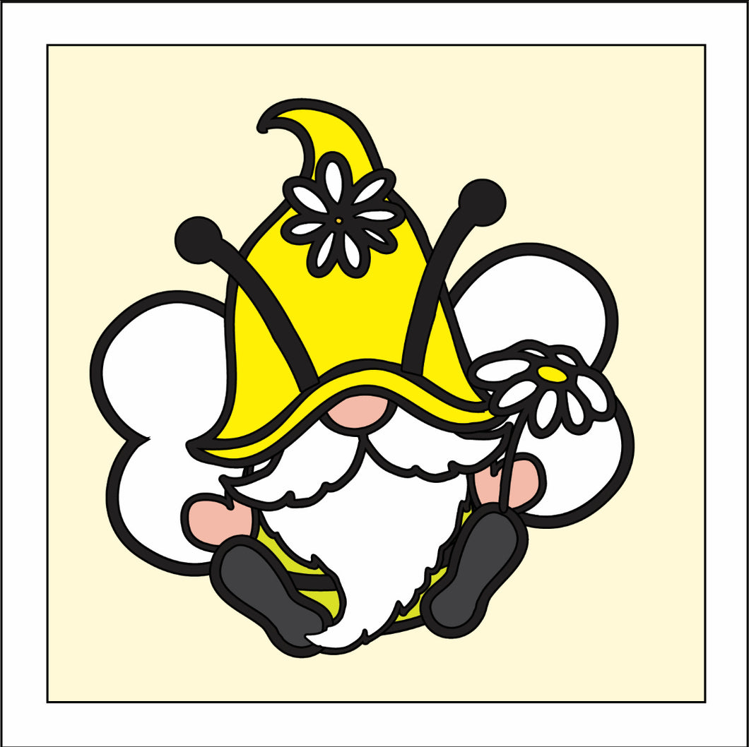 OL3143 - MDF Ladder Insert Tile - Doodle Male Bee Gnome - Olifantjie - Wooden - MDF - Lasercut - Blank - Craft - Kit - Mixed Media - UK