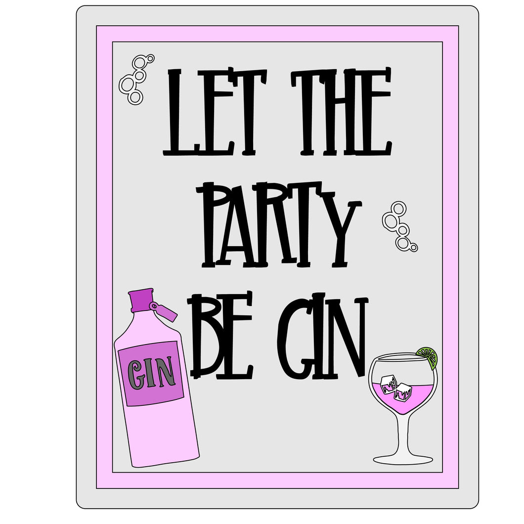 Sale OL381 - MDF Large ‘Let the party Be Gin’ Plaque - Olifantjie - Wooden - MDF - Lasercut - Blank - Craft - Kit - Mixed Media - UK