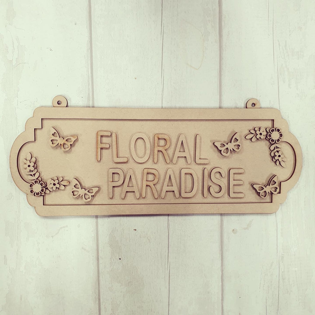 SS116 - MDF Butterflies Themed Personalised Double Height Street Sign - Olifantjie - Wooden - MDF - Lasercut - Blank - Craft - Kit - Mixed Media - UK