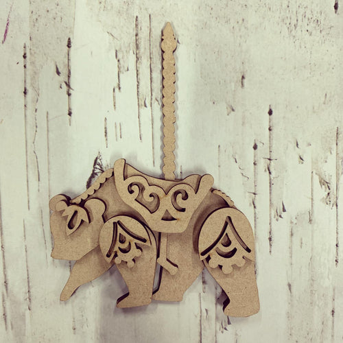 SJ228 - MDF Carousel Bear - Olifantjie - Wooden - MDF - Lasercut - Blank - Craft - Kit - Mixed Media - UK
