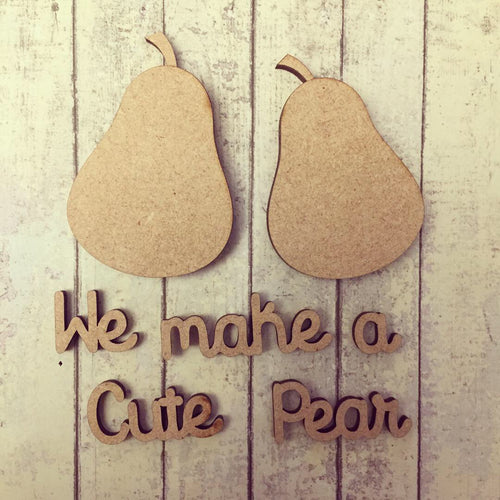 Sale OL263 - MDF Cute Pear Pun Set - Olifantjie - Wooden - MDF - Lasercut - Blank - Craft - Kit - Mixed Media - UK