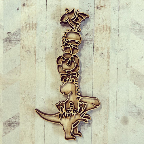 OL2935 - MDF doodle stacked Dinosaur - Olifantjie - Wooden - MDF - Lasercut - Blank - Craft - Kit - Mixed Media - UK