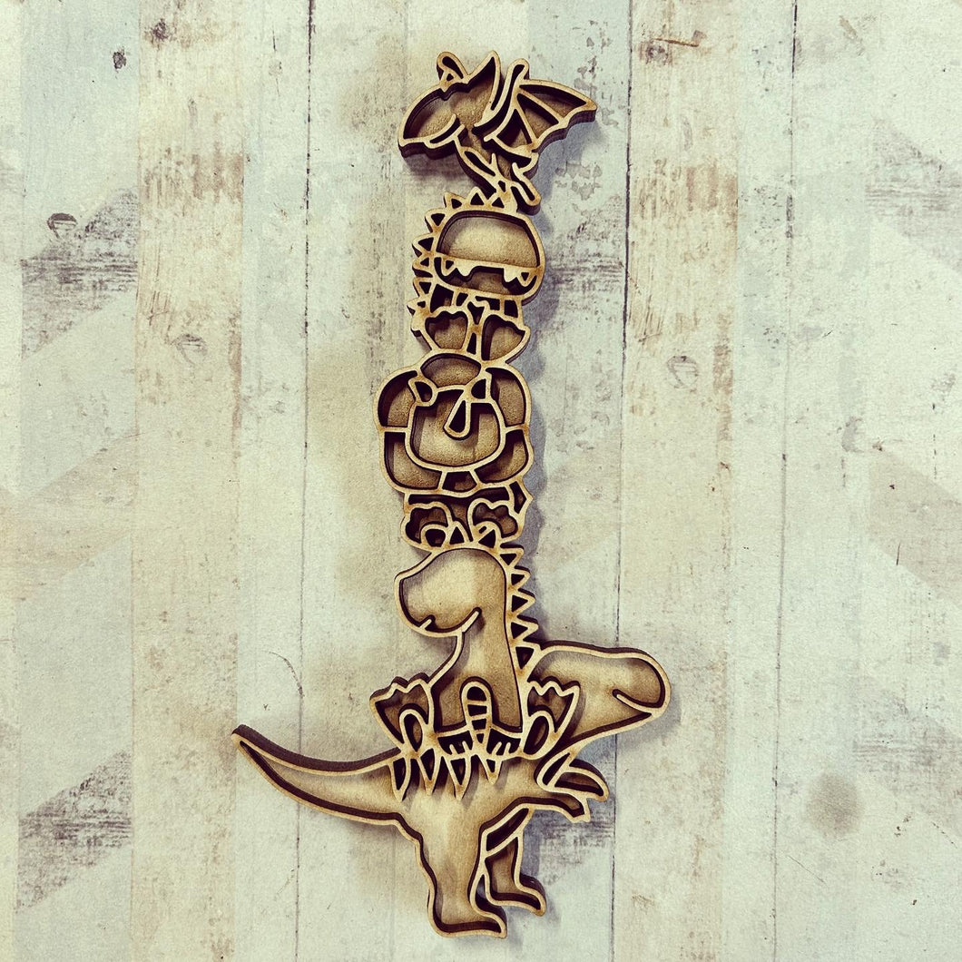 OL2935 - MDF doodle stacked Dinosaur - Olifantjie - Wooden - MDF - Lasercut - Blank - Craft - Kit - Mixed Media - UK