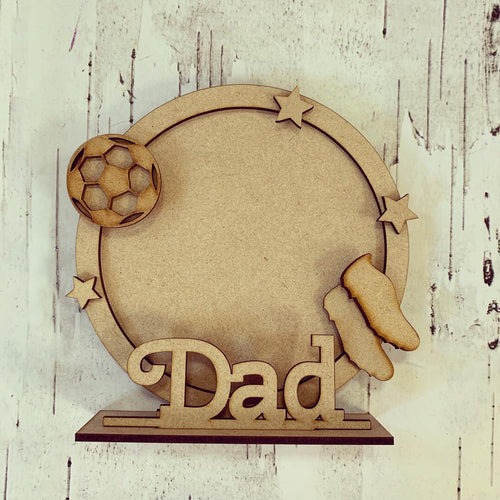 CF036 - MDF Football Themed Personalised Freestanding Circular Photo Frame - Olifantjie - Wooden - MDF - Lasercut - Blank - Craft - Kit - Mixed Media - UK