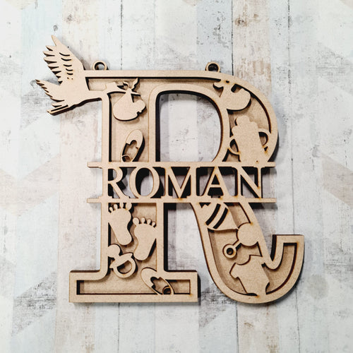 SL084 -  MDF Nursery Themed Split Layered Personalised With Name Letter - Olifantjie - Wooden - MDF - Lasercut - Blank - Craft - Kit - Mixed Media - UK