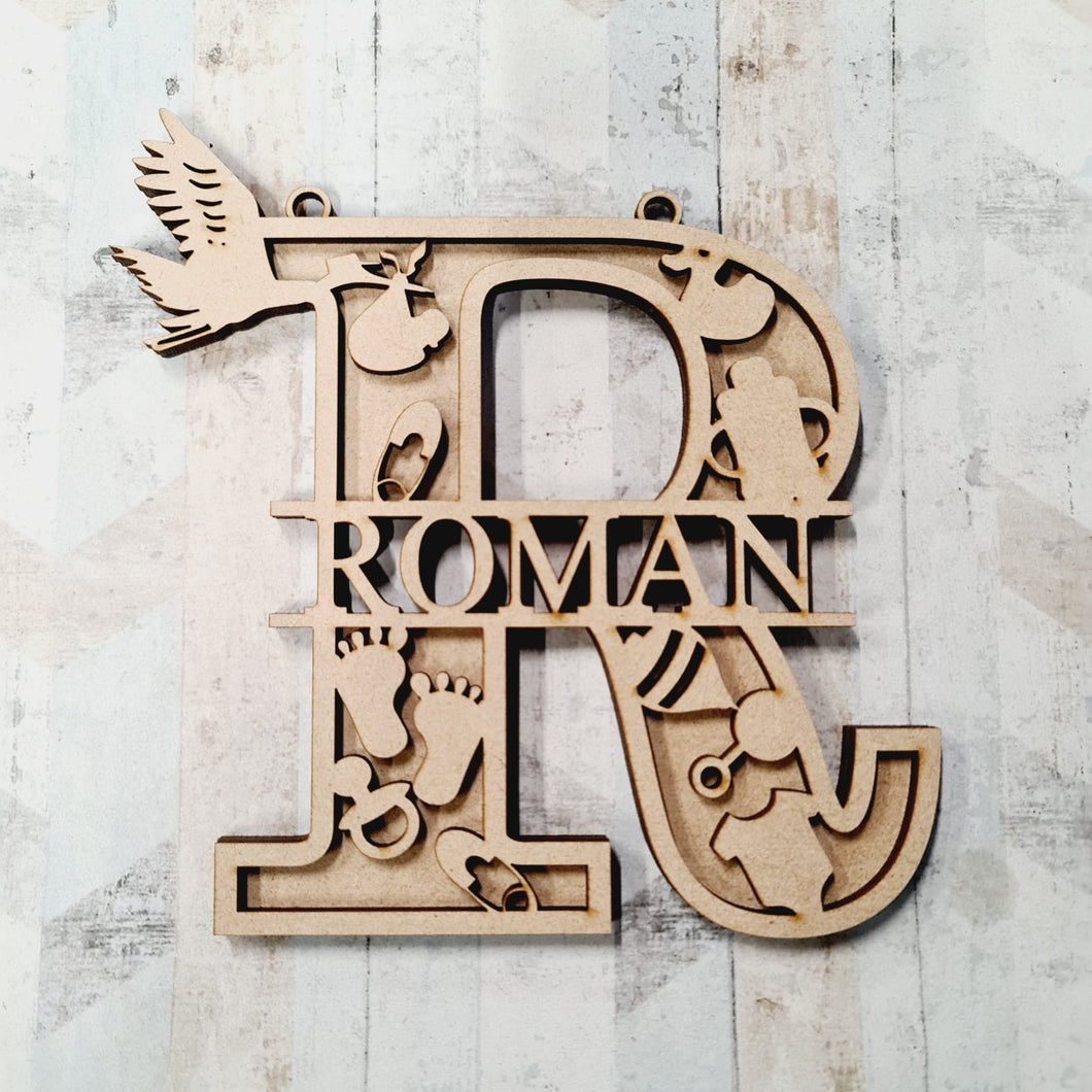 SL084 - MDF Nursery Themed Split Layered Personalised With Name Letter - Olifantjie - Wooden - MDF - Lasercut - Blank - Craft - Kit - Mixed Media - UK