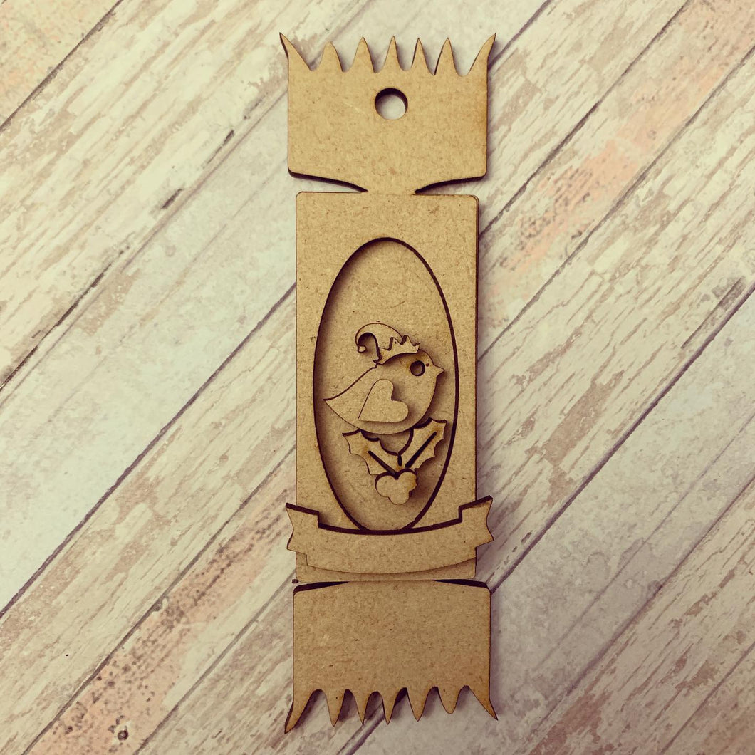 CH195 - MDF Cracker Choice Hanging - Robin - Olifantjie - Wooden - MDF - Lasercut - Blank - Craft - Kit - Mixed Media - UK