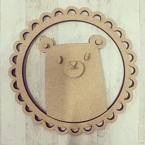 CH160 - MDF Bear Frame - optional backing - Olifantjie - Wooden - MDF - Lasercut - Blank - Craft - Kit - Mixed Media - UK