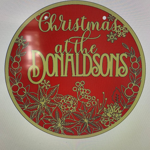 OL1000 - MDF Personalised Circle Plaque - Christmas Theme - Olifantjie - Wooden - MDF - Lasercut - Blank - Craft - Kit - Mixed Media - UK