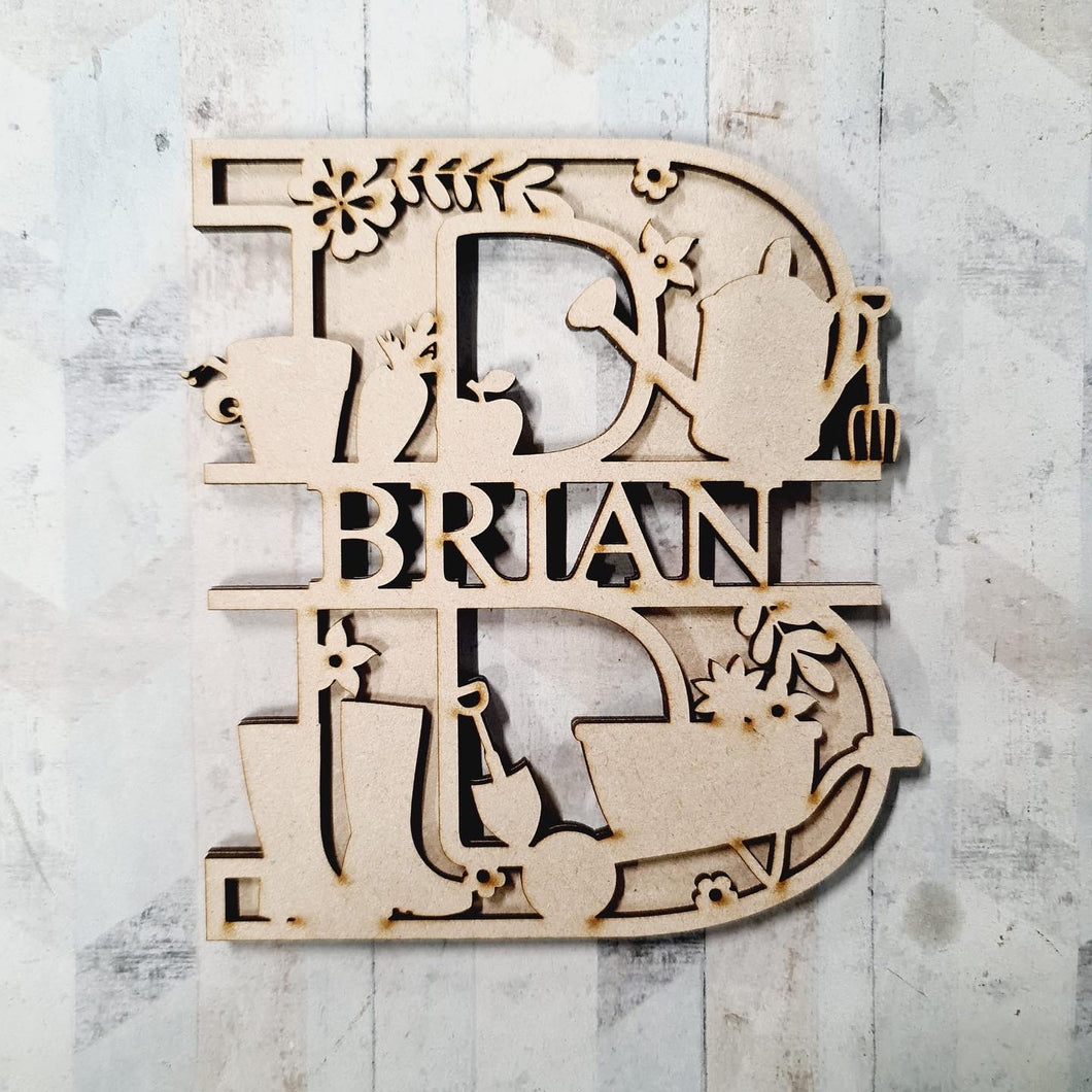 SL108 - Themed Split Layered Wooden Personalised Letter Gardening - Olifantjie - Wooden - MDF - Lasercut - Blank - Craft - Kit - Mixed Media - UK