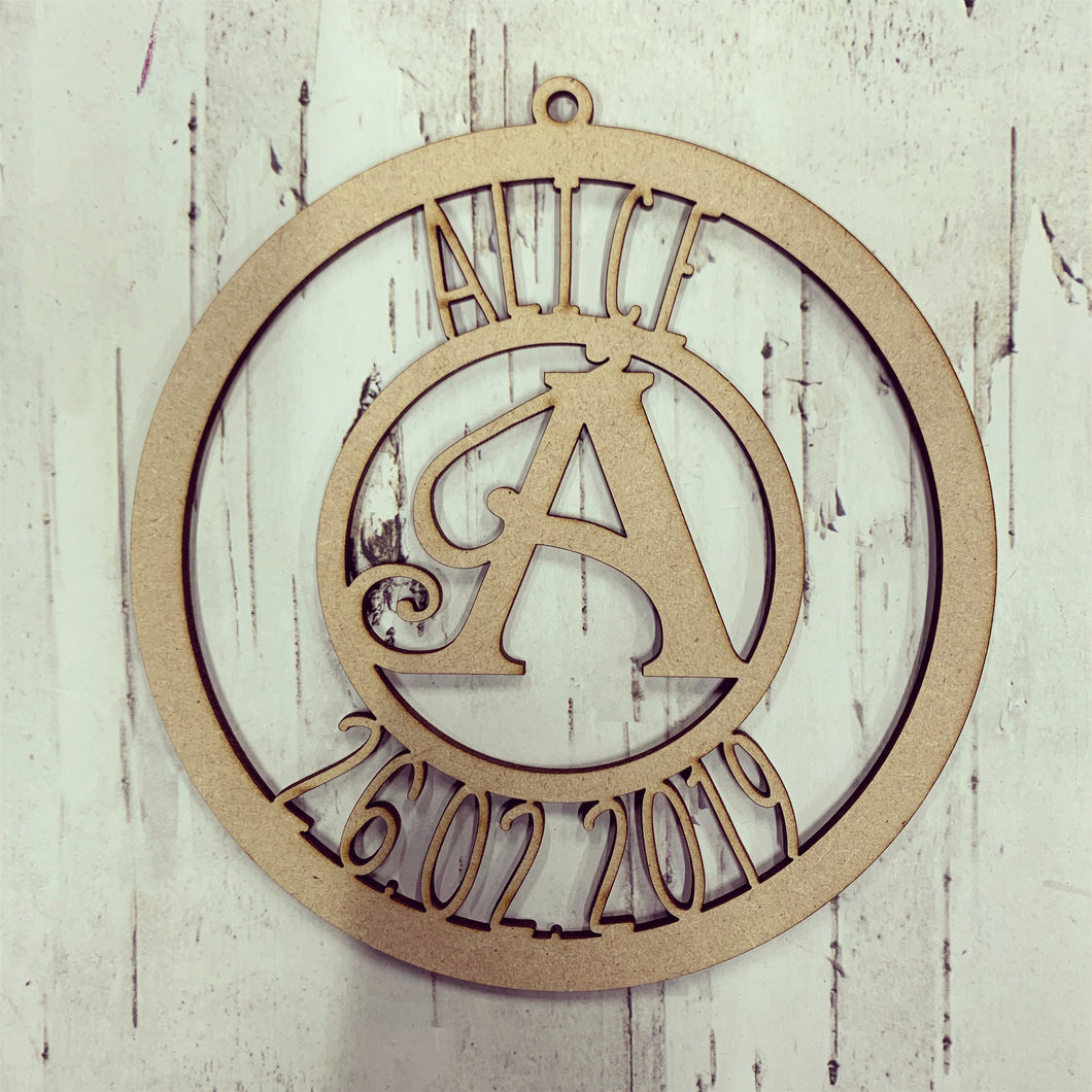 OL326 - MDF Personalised Initial with Wording - Olifantjie - Wooden - MDF - Lasercut - Blank - Craft - Kit - Mixed Media - UK