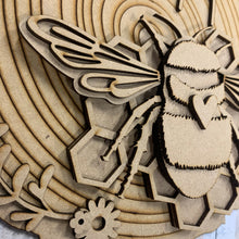 HC097 - MDF Layered ‘Bee Happy’  Plaque - Olifantjie - Wooden - MDF - Lasercut - Blank - Craft - Kit - Mixed Media - UK