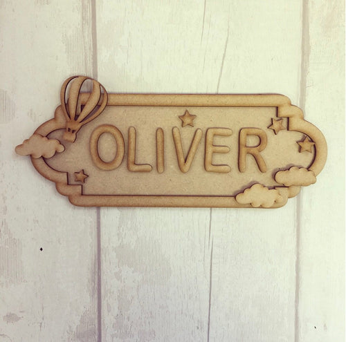 SS013 - MDF Hot Air Theme Personalised Street Sign - Large (12 letters) - Olifantjie - Wooden - MDF - Lasercut - Blank - Craft - Kit - Mixed Media - UK