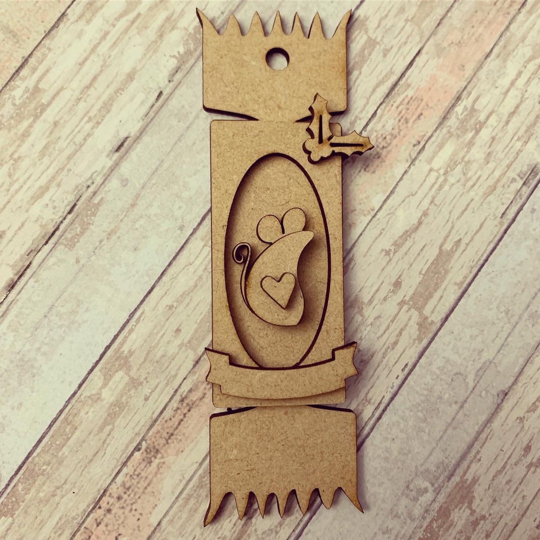 CH197 - MDF Cracker Choice Hanging - Mouse - Olifantjie - Wooden - MDF - Lasercut - Blank - Craft - Kit - Mixed Media - UK
