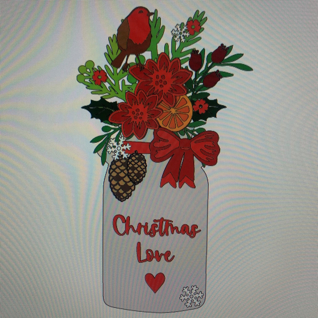 OL735 - MDF Personalised (upto 3 lines) Large Floral Milk Churn - Christmas Winter - Olifantjie - Wooden - MDF - Lasercut - Blank - Craft - Kit - Mixed Media - UK