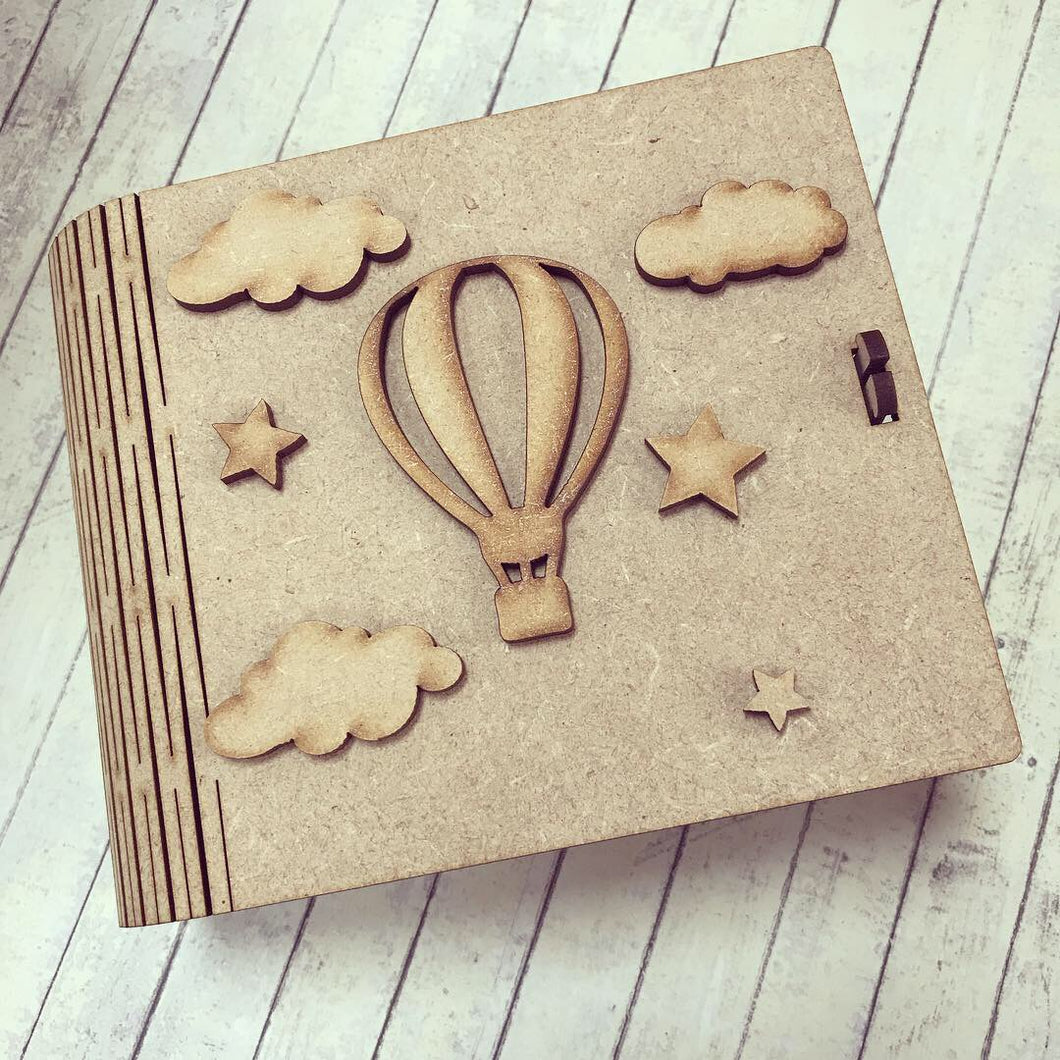 BX010 - MDF Hot Air Balloon Themed Box - Olifantjie - Wooden - MDF - Lasercut - Blank - Craft - Kit - Mixed Media - UK