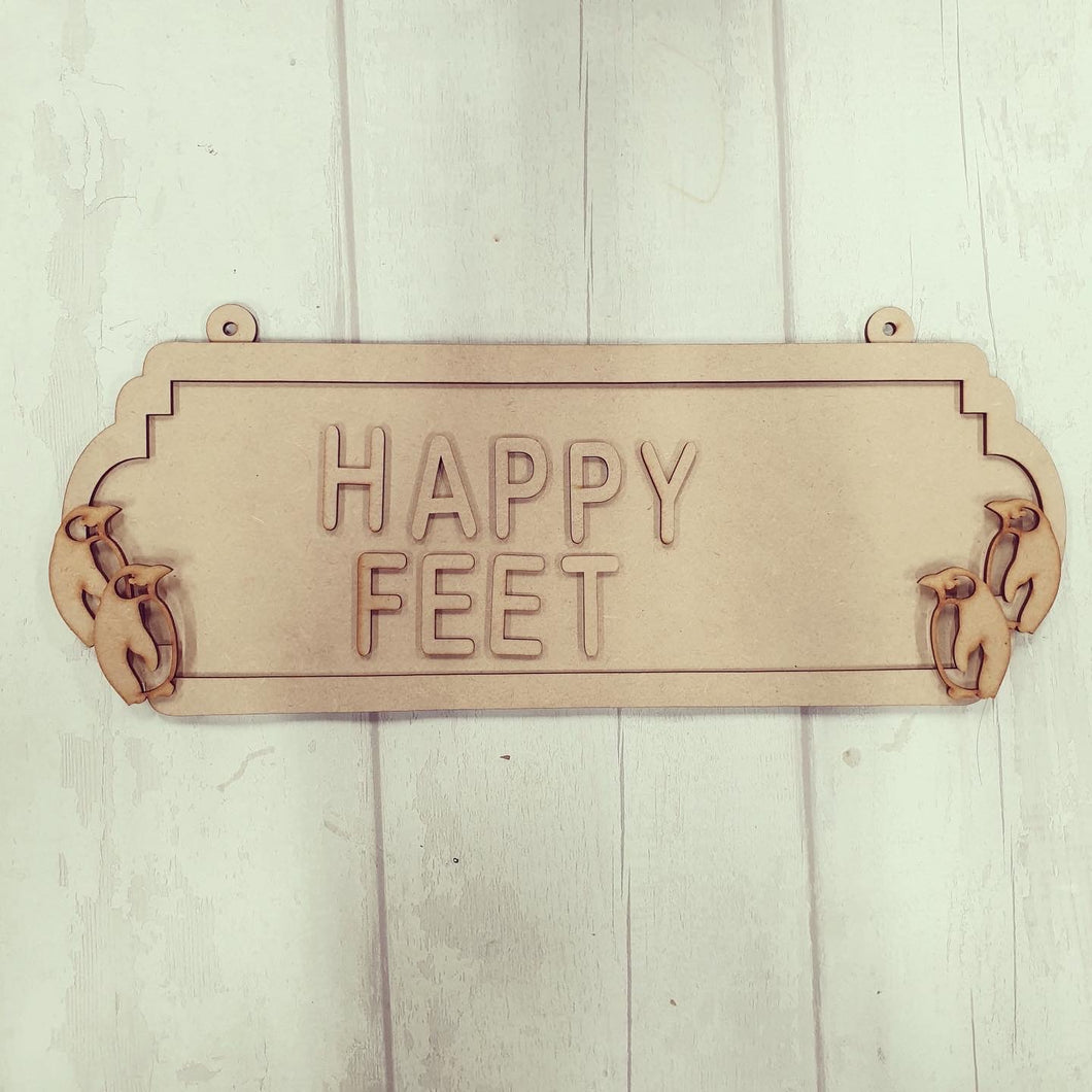 SS114- MDF Penguin Themed Personalised Double Height Street Sign - Olifantjie - Wooden - MDF - Lasercut - Blank - Craft - Kit - Mixed Media - UK