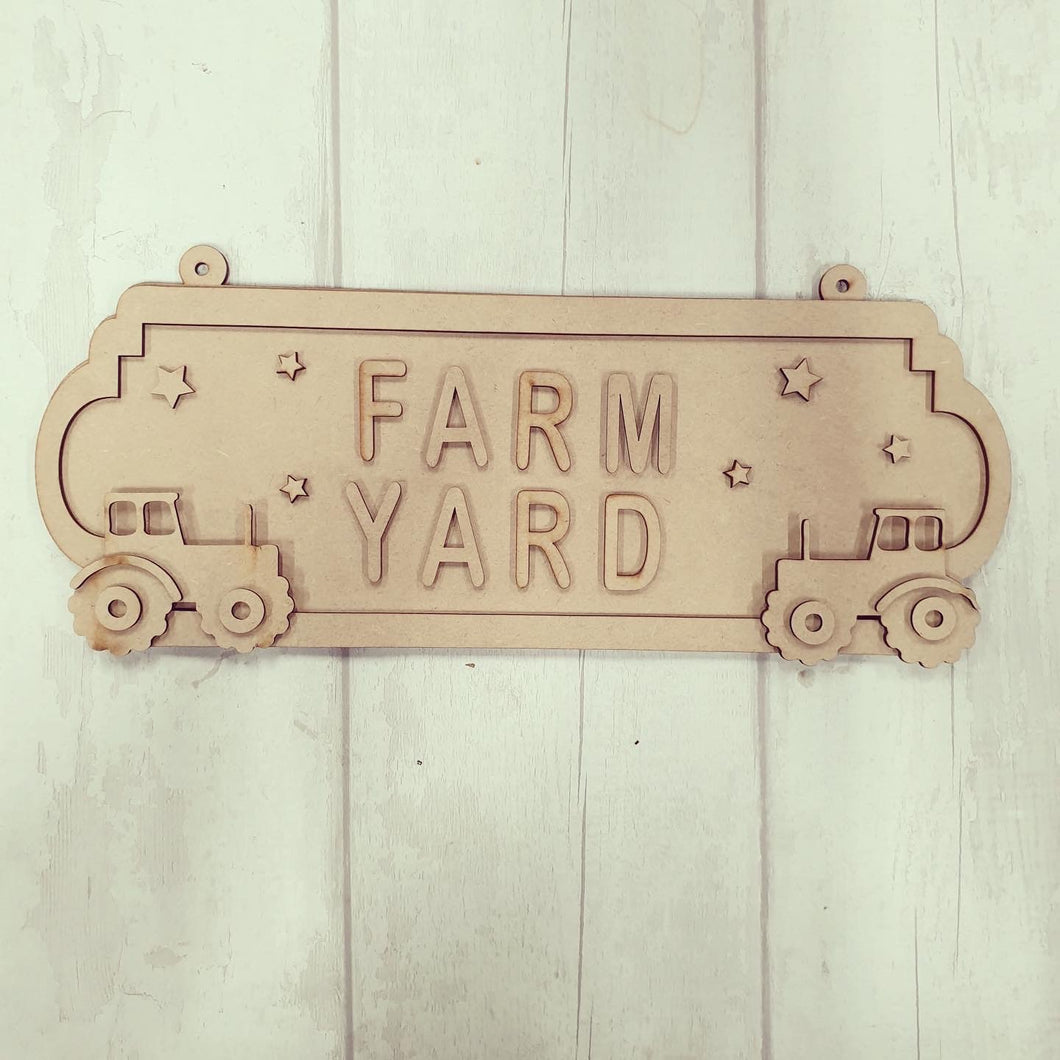 SS132 - MDF Tractors Themed Personalised Double Height Street Sign - Olifantjie - Wooden - MDF - Lasercut - Blank - Craft - Kit - Mixed Media - UK