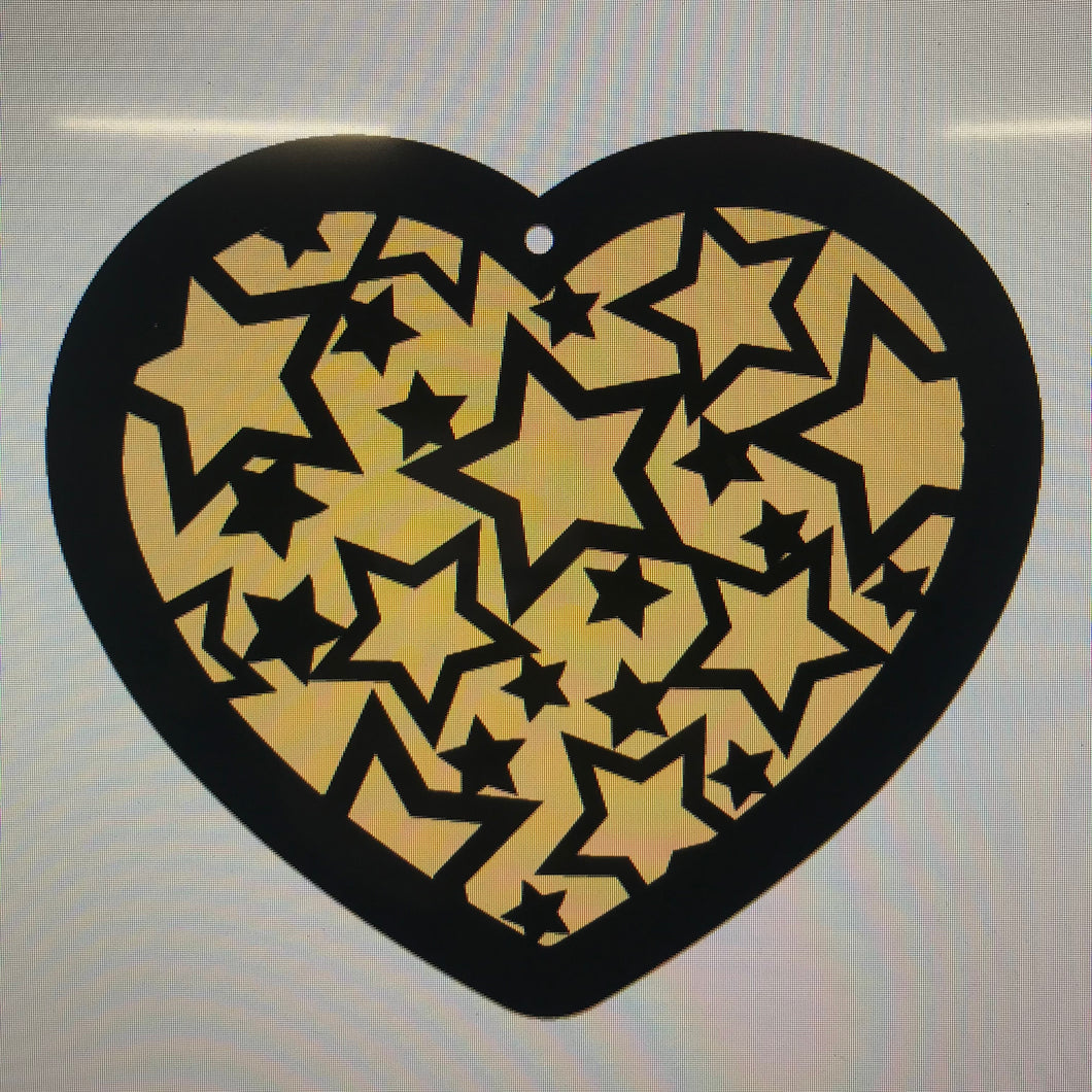 HB035 - MDF Hanging Heart - Personalised Layered Theme - Stars - Olifantjie - Wooden - MDF - Lasercut - Blank - Craft - Kit - Mixed Media - UK