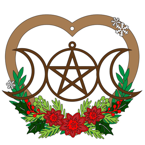 OL433 - MDF Layered Heart Moon Goddess Dreamcatcher- Winter Themed - Olifantjie - Wooden - MDF - Lasercut - Blank - Craft - Kit - Mixed Media - UK