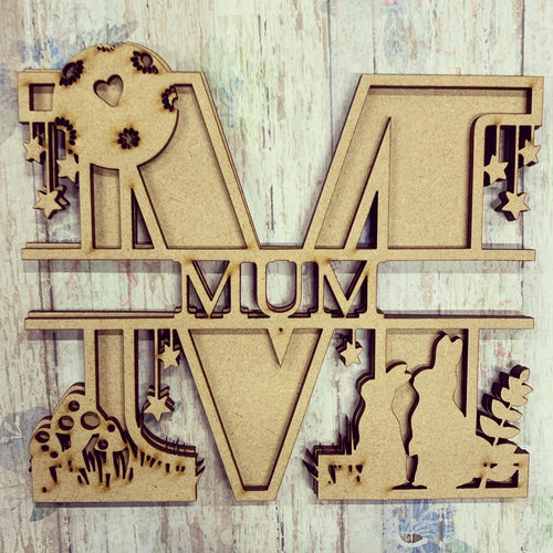 SL033  - Bunny Moon Themed Split Layered Personalised Letter - Olifantjie - Wooden - MDF - Lasercut - Blank - Craft - Kit - Mixed Media - UK
