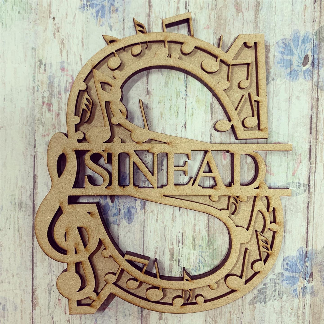 SL023 - Music Themed Split Layered Personalised Letter - Olifantjie - Wooden - MDF - Lasercut - Blank - Craft - Kit - Mixed Media - UK