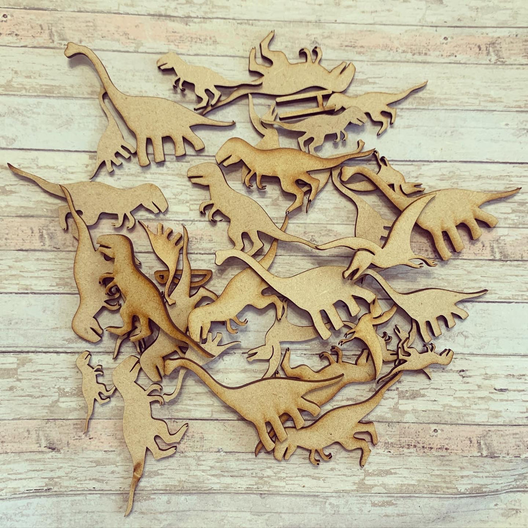 Sale OL549 - MDF Mixed Dinosaurs 40g - Olifantjie - Wooden - MDF - Lasercut - Blank - Craft - Kit - Mixed Media - UK