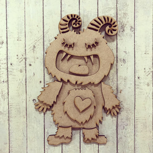SJ142 - MDF Cute Heart Belly Monster - Olifantjie - Wooden - MDF - Lasercut - Blank - Craft - Kit - Mixed Media - UK