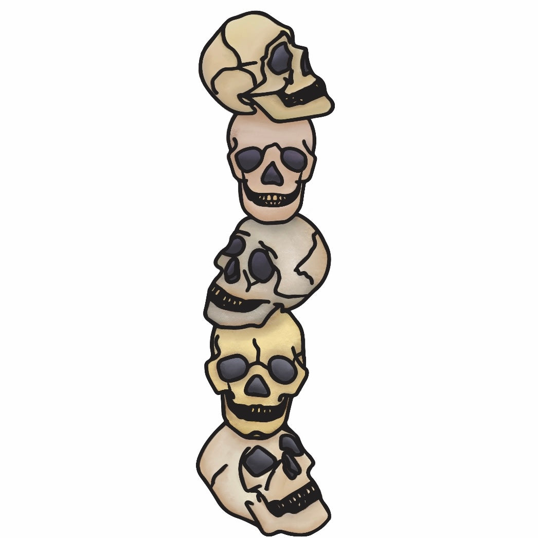 OL3017 - MDF Doodles Stacked Skulls Verticle - Olifantjie - Wooden - MDF - Lasercut - Blank - Craft - Kit - Mixed Media - UK