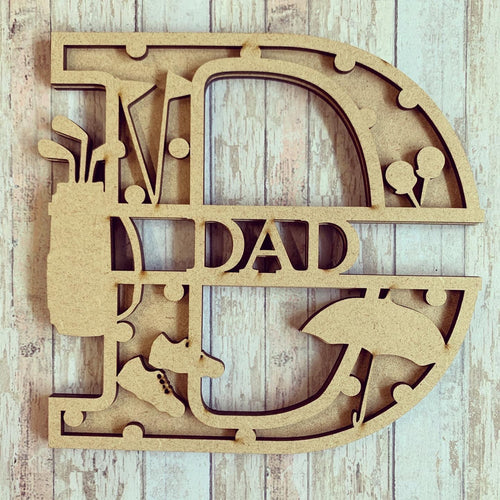 SL044 - Golf Themed Split Layered Personalised Letter - Olifantjie - Wooden - MDF - Lasercut - Blank - Craft - Kit - Mixed Media - UK