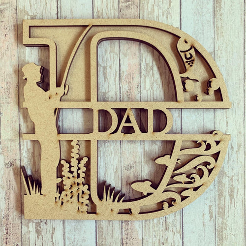 SL043 - Fishing Themed Split Layered Personalised Letter - Olifantjie - Wooden - MDF - Lasercut - Blank - Craft - Kit - Mixed Media - UK