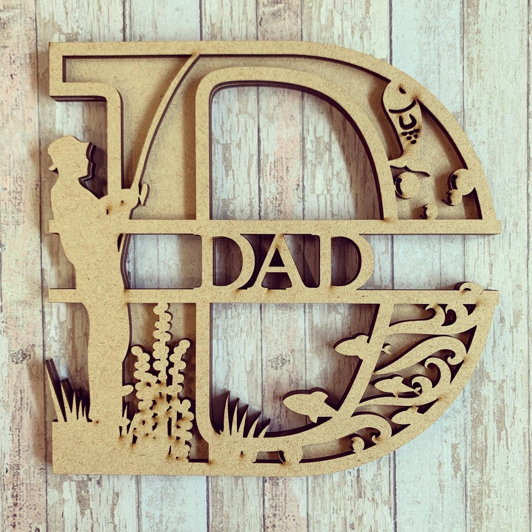SL043 - Fishing Themed Split Layered Personalised Letter - Olifantjie - Wooden - MDF - Lasercut - Blank - Craft - Kit - Mixed Media - UK