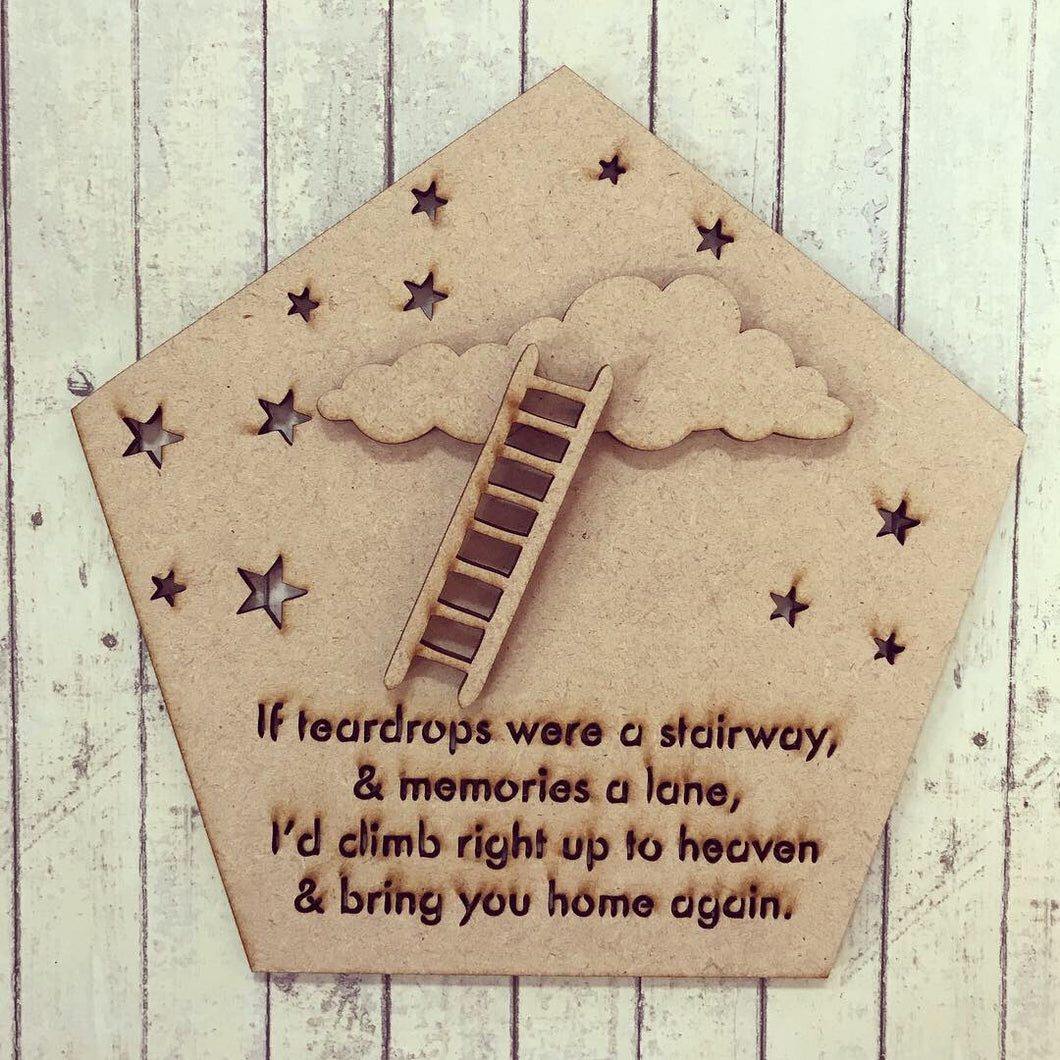 SJ145 - MDF Stairway to Heaven Plaque - Olifantjie - Wooden - MDF - Lasercut - Blank - Craft - Kit - Mixed Media - UK